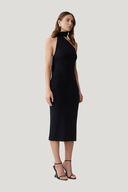 Jemma One Shoulder Tie Midi Dress — model side