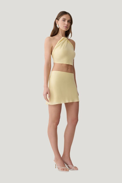 Juliana Cupro Mini Skirt - Butter — model side