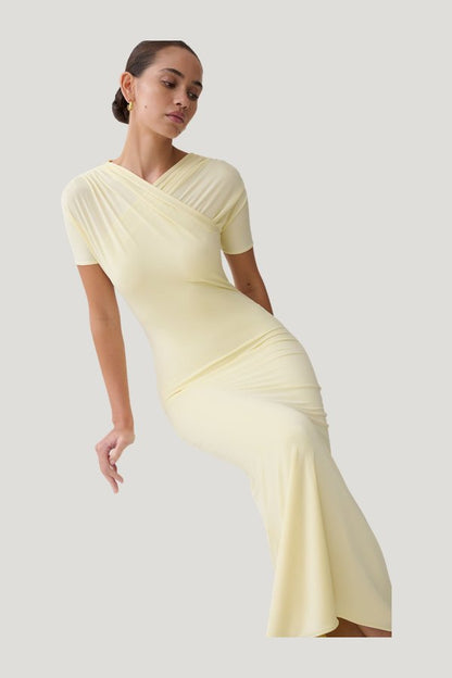 Junie Cross-Over Neck Slinky Maxi Dress — extra