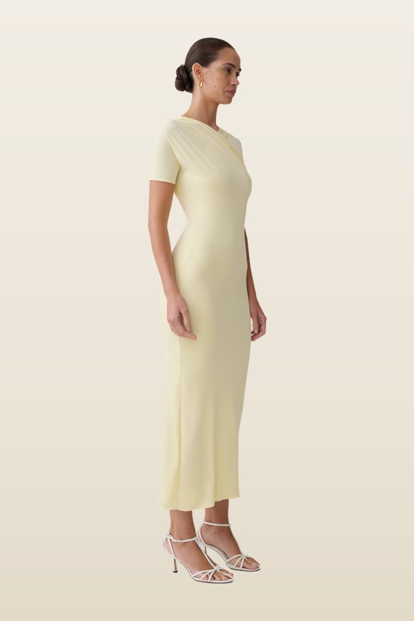 Junie Cross-Over Neck Slinky Maxi Dress — model back