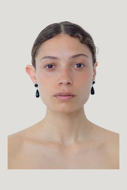 Kamma Earrings by Corali - Onyx — model side