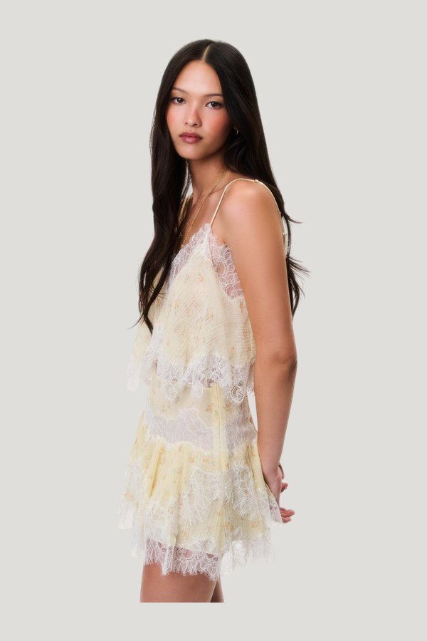 Kellison Cotton-Silk Mini Skirt — model side