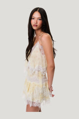Kellison Cotton-Silk Mini Skirt — model side