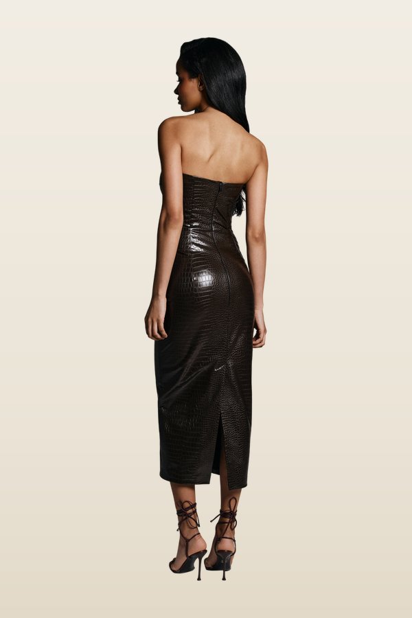 Killa dress in Brown Croc — model back