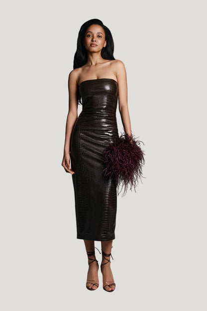 Killa dress in Brown Croc — model front