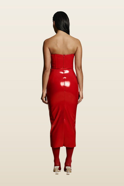 Killa dress in Red Patent — model back
