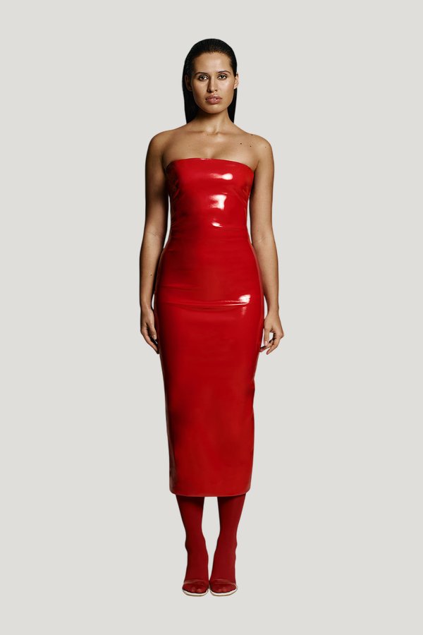 Killa dress in Red Patent — model front
