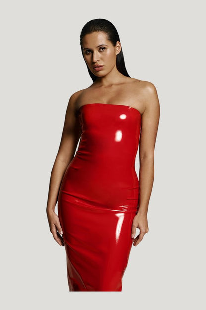 Killa dress in Red Patent — model side