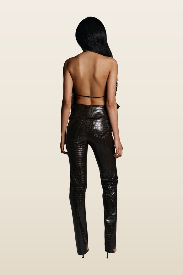 Killa pants in Brown Croc — model back