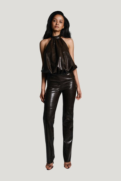 Killa pants in Brown Croc — model front