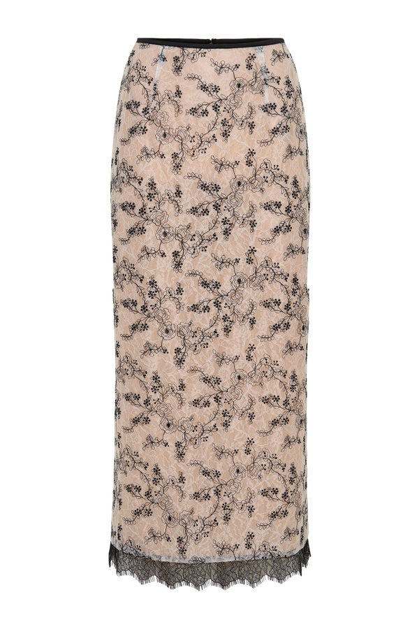 Kimberly Lace Pencil Midi Skirt - Nude Lace — packshot