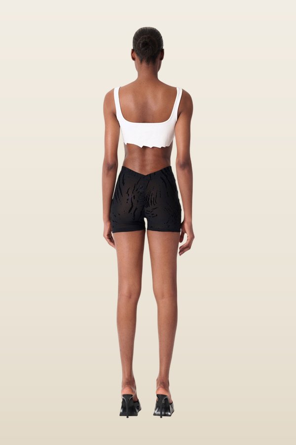 Knockout Shorts Black Zebra Print — model back