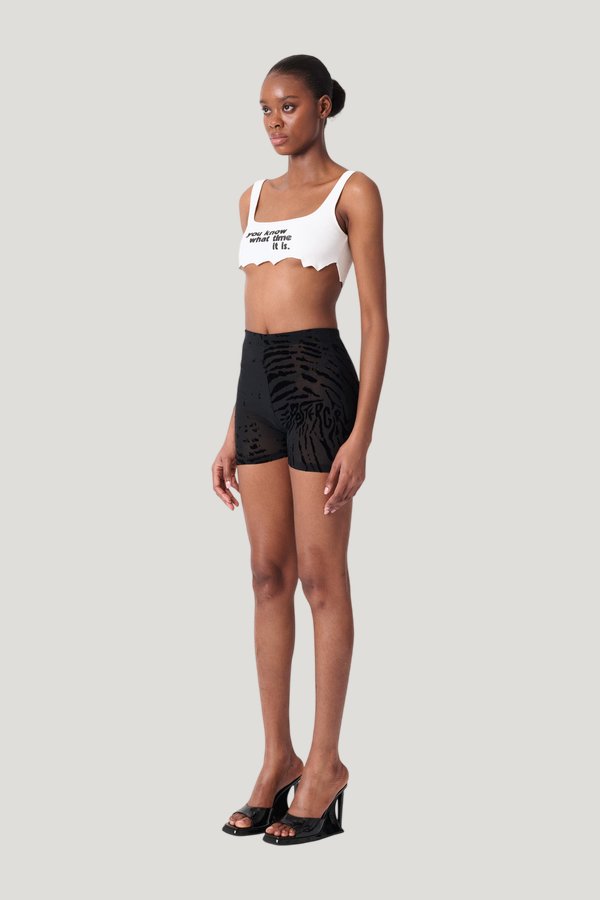 Knockout Shorts Black Zebra Print — model side