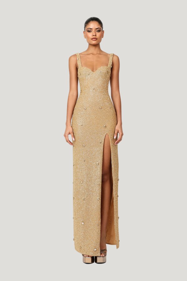 Kroon Maxi Dress - Gold — model front