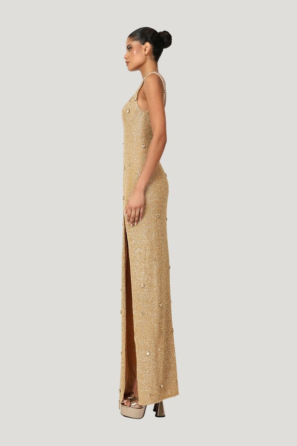 Kroon Maxi Dress - Gold — model side