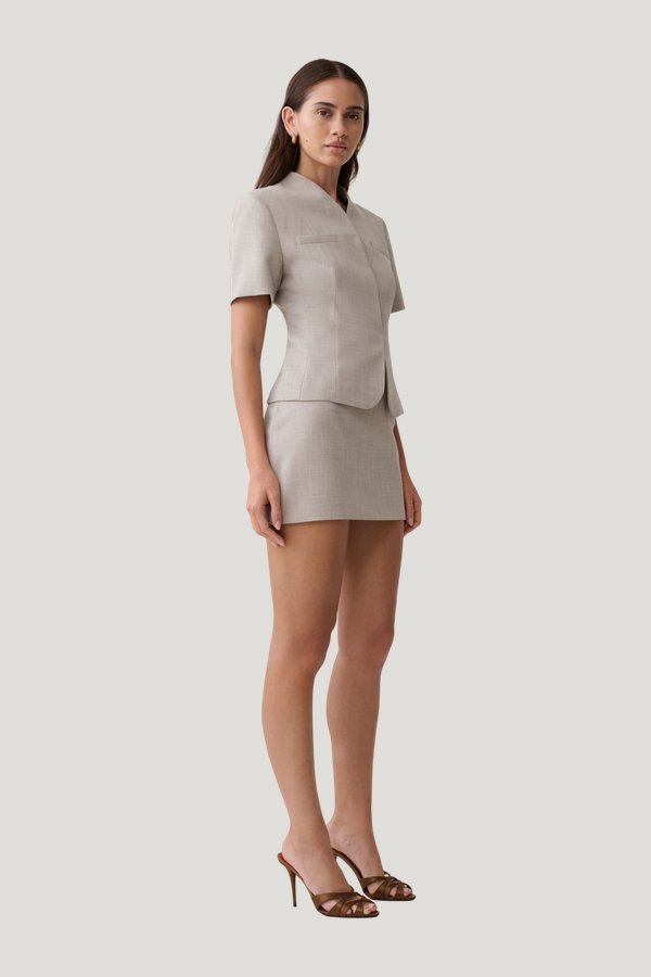 Laila Suiting Short Sleeve Top — model side
