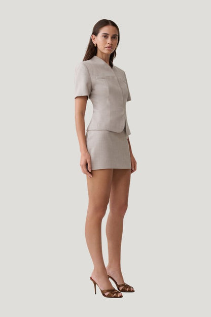 Laila Suiting Short Sleeve Top — model side