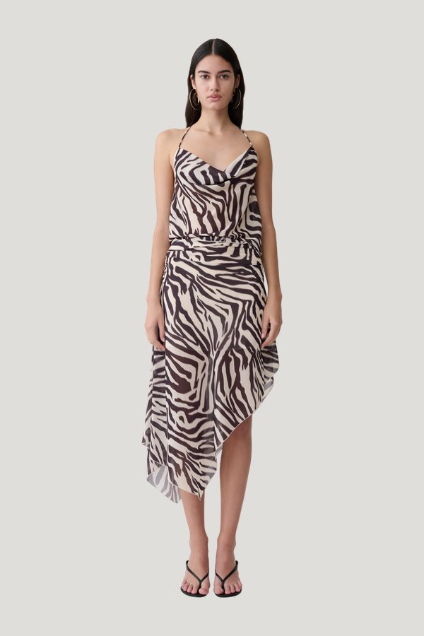Lana Chiffon Midi Skirt - Abstract Zebra Print — model front