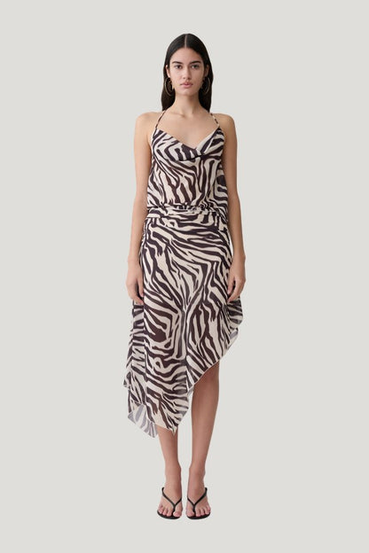 Lana Chiffon Midi Skirt - Abstract Zebra Print — model front