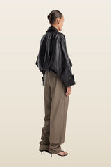 Leather blouson jacket — model back