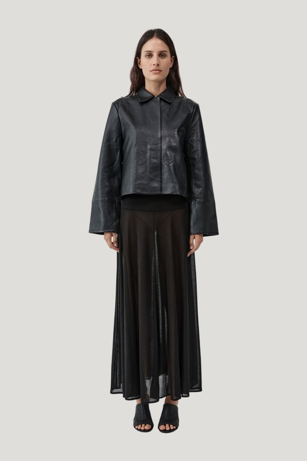 Leather Minimal Jacket — model front