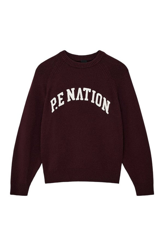 Legacy Knit Crew In Mahogany & Whisper — packshot