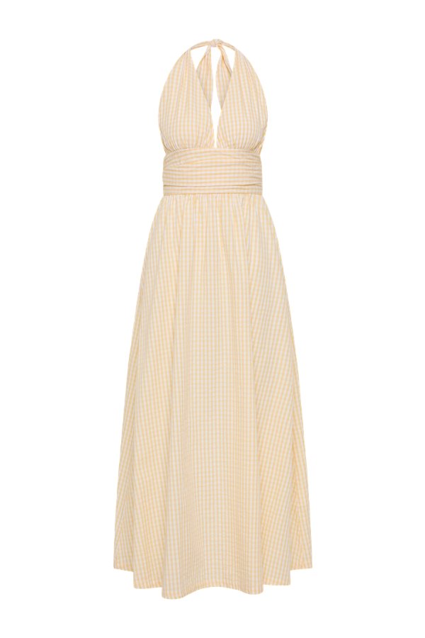 Lido Maxi Dress Butter Textured Gingham — packshot
