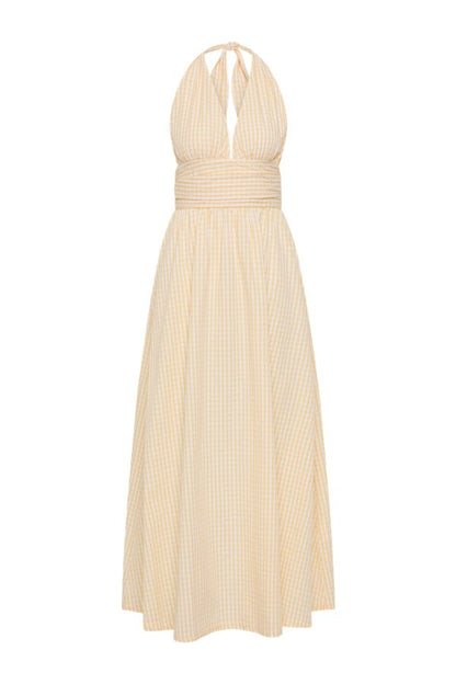 Lido Maxi Dress Butter Textured Gingham — packshot