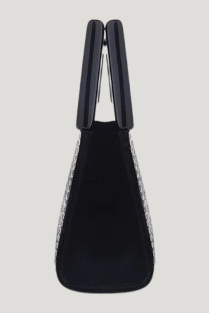 Long Micro Bella In Silver Crystal — model side