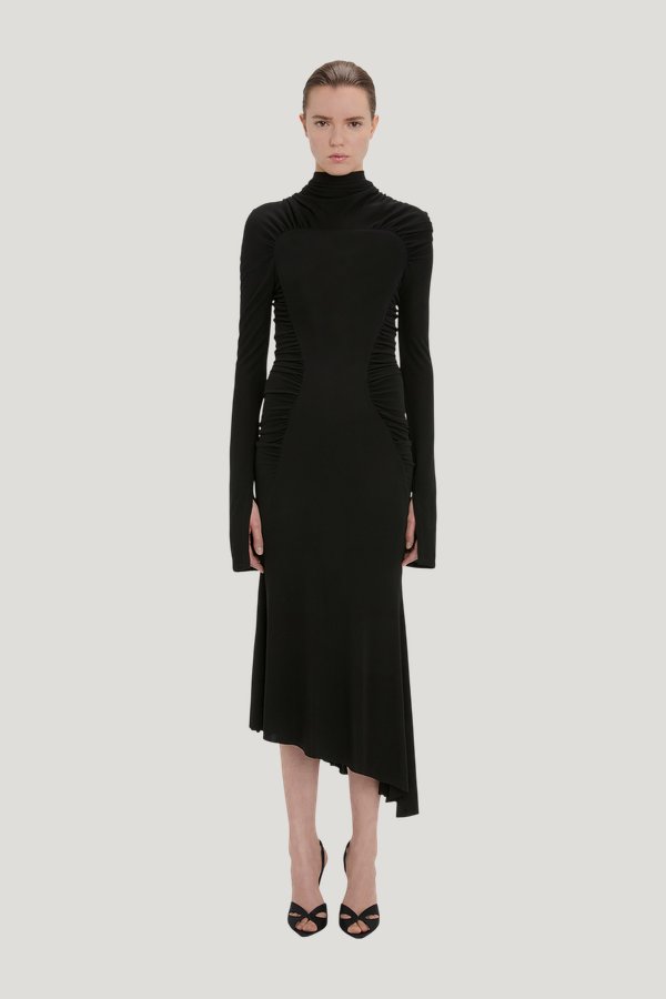 High Neck Midi Dress — model front
