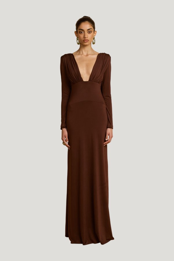 Lucia Dress Cacao — model front