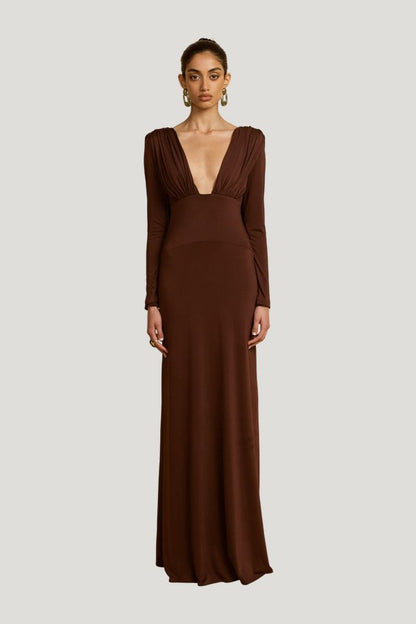 Lucia Dress Cacao — model front