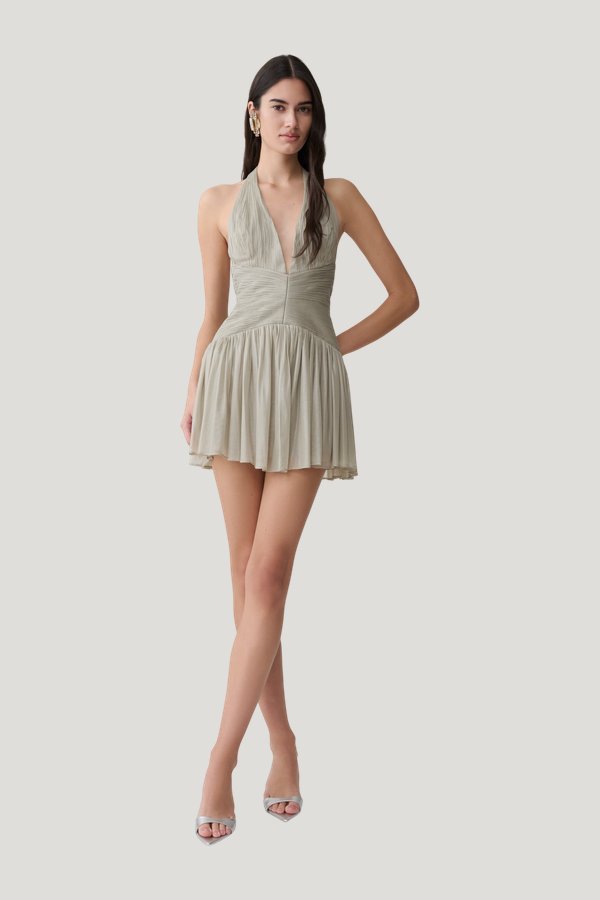 Lucille Halter Pleated Mini Dress — carry 2
