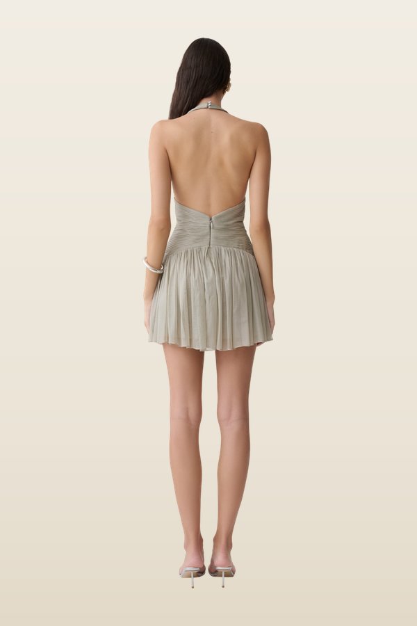 Lucille Halter Pleated Mini Dress — carry 4