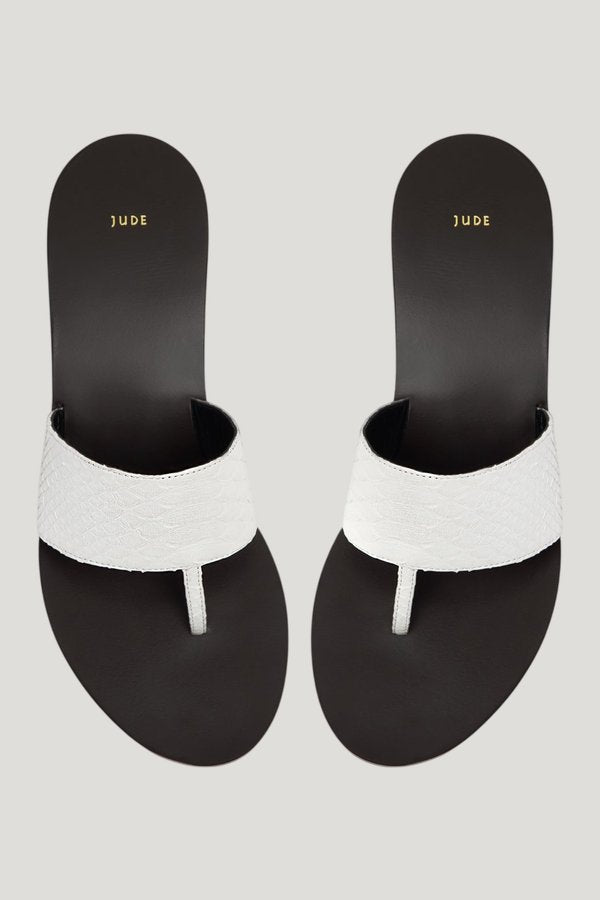 Lucille Wedge Sandal White Python Leather — extra