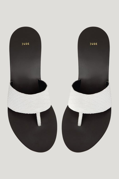 Lucille Wedge Sandal White Python Leather — extra