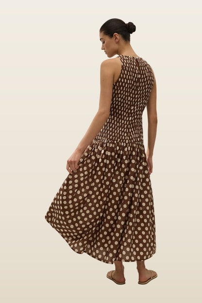 Luisa Midi Dress Cioccolato Dot — model back