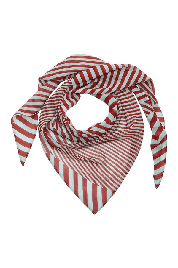 Luna Head Scarf In Maroon & Turquoise Stripe Georgette — packshot