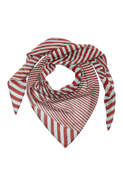 Luna Head Scarf In Maroon & Turquoise Stripe Georgette — packshot