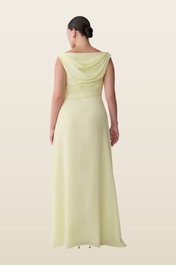 Mabel Off Shoulder Chiffon Maxi Dress — model back