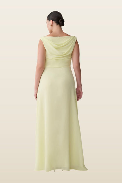 Mabel Off Shoulder Chiffon Maxi Dress — model back