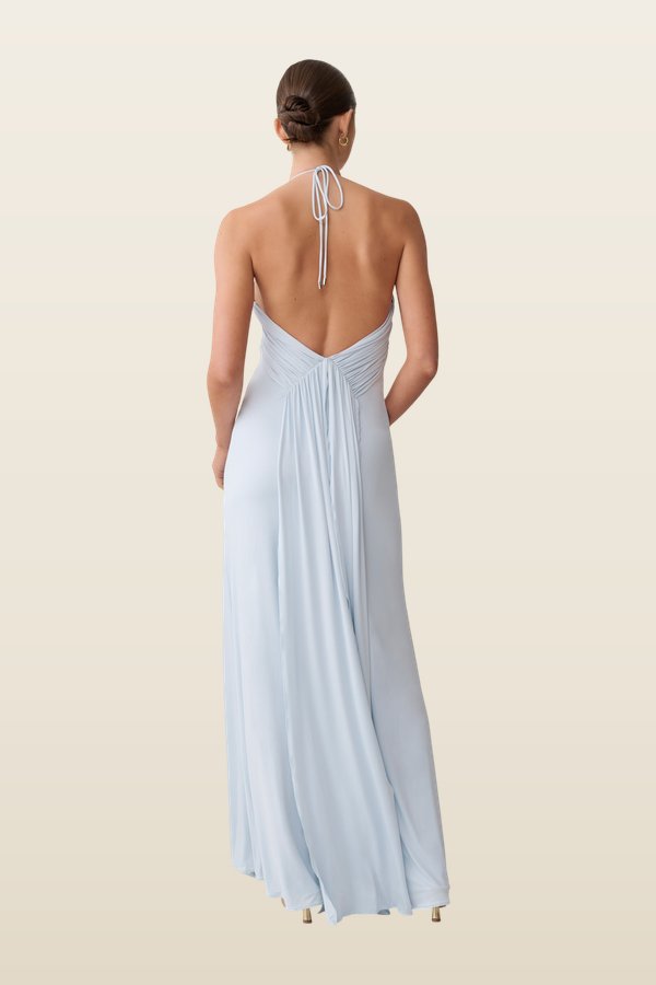 Maely Gathered Slinky Maxi Dress — model back