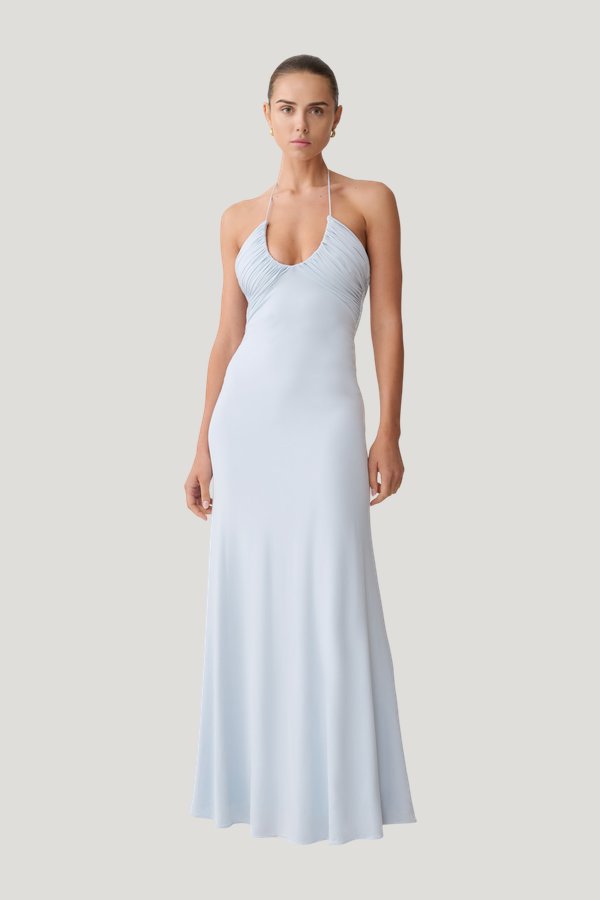 Maely Gathered Slinky Maxi Dress — model front