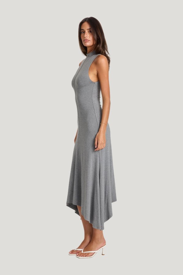 Maeve Midi Dress Grey Marle — model side