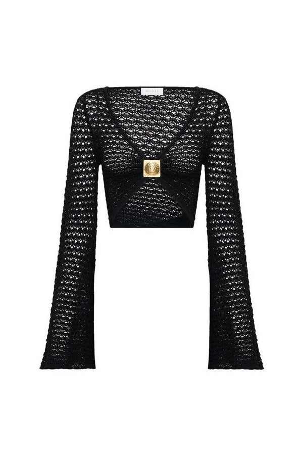 Mania Crochet Long Sleeve Cropped Top — packshot