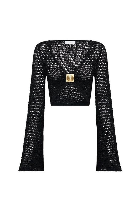 Mania Crochet Long Sleeve Cropped Top — packshot