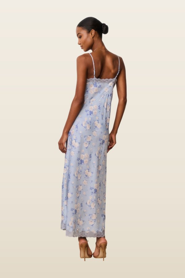 Manuela Heirloom Print Maxi Slip Dress — model back