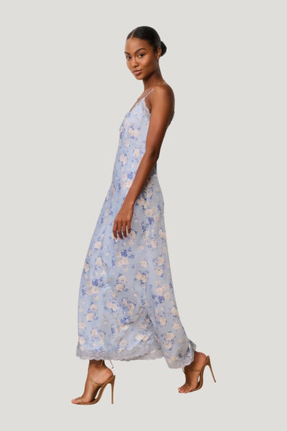 Manuela Heirloom Print Maxi Slip Dress — model side