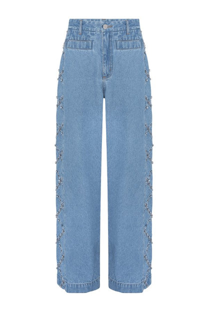 Marina Denim Embroidered Pants — packshot