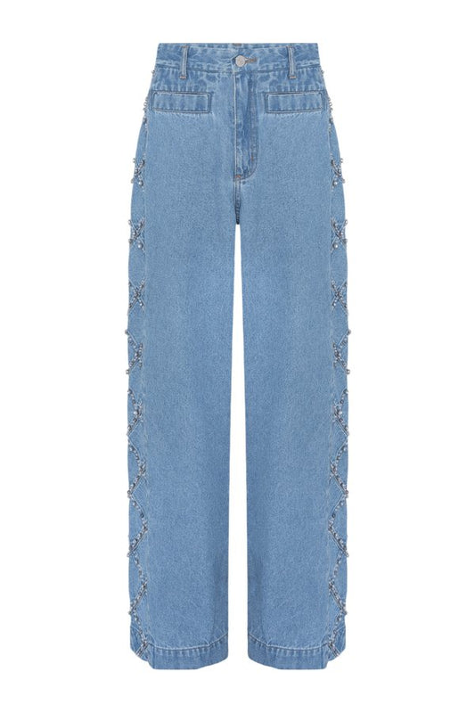 Marina Denim Embroidered Pants — packshot